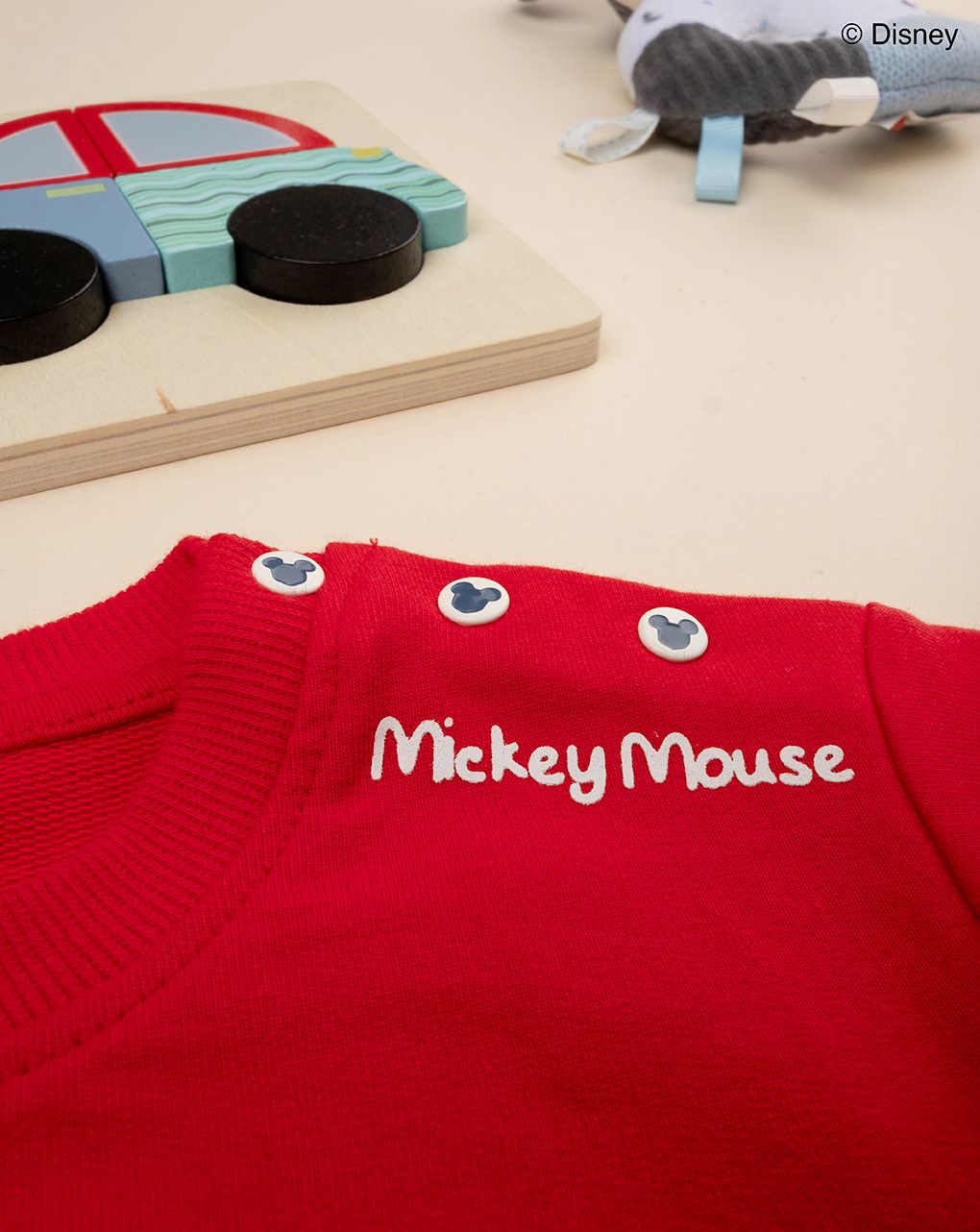 βρεφική μπλούζα φούτερ κόκκινη με το mickey για αγόρι - Prénatal