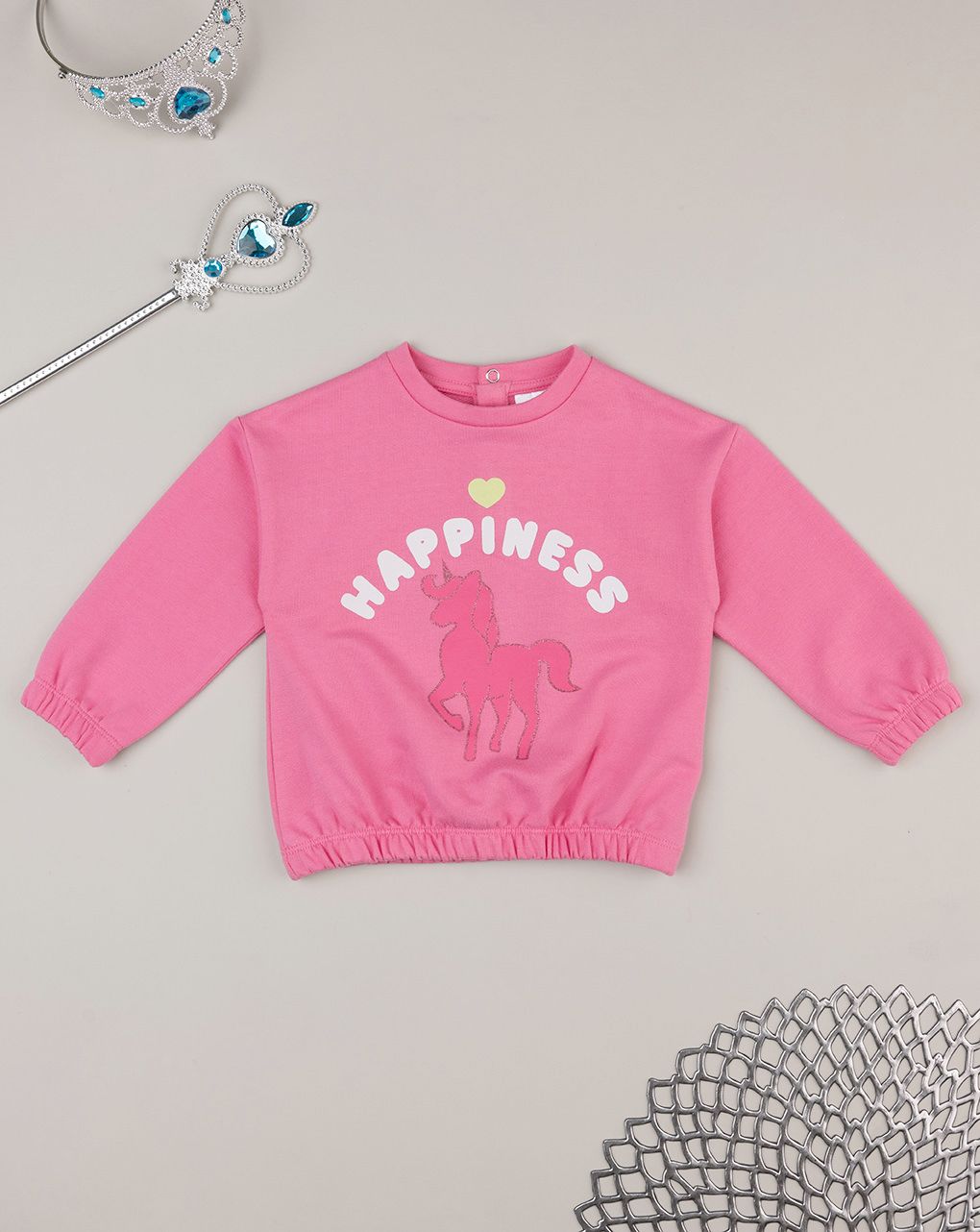 βρεφική μπλούζα φούτερ φούξια happiness για κορίτσι - Prénatal