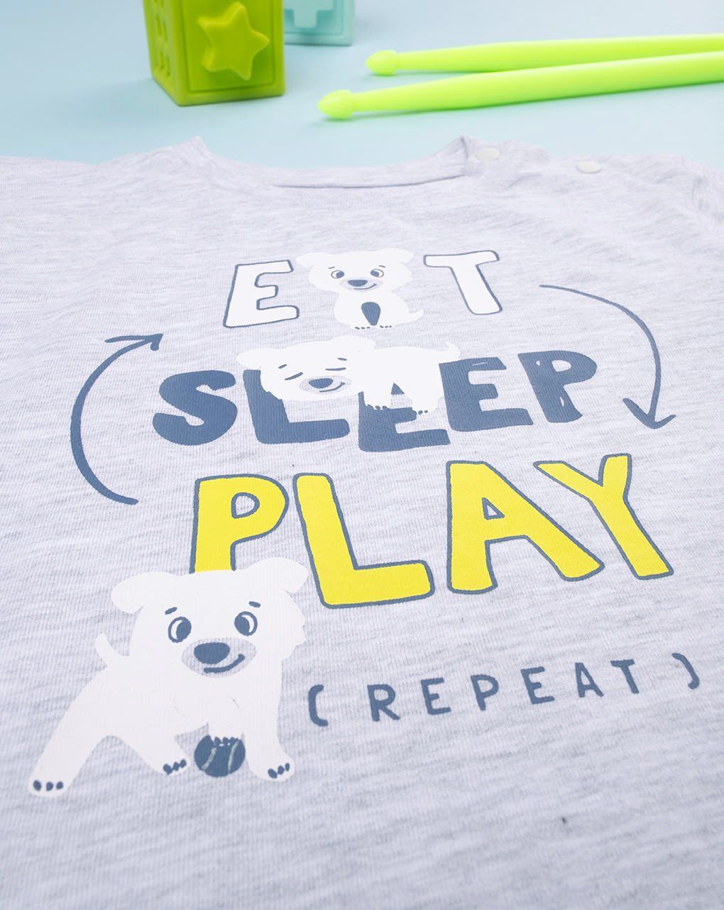 βρεφική μπλούζα γκρι με σκυλάκια για αγόρι - Prénatal