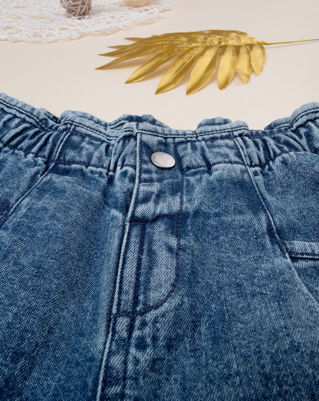 παιδικό τζιν παντελόνι baggy μπλε για κορίτσι - Prénatal