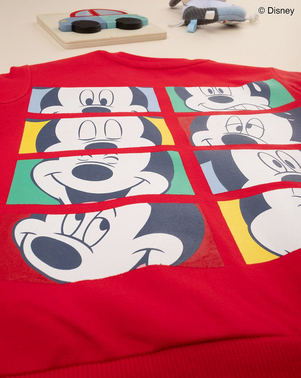 βρεφική μπλούζα φούτερ κόκκινη με το mickey για αγόρι - Prénatal