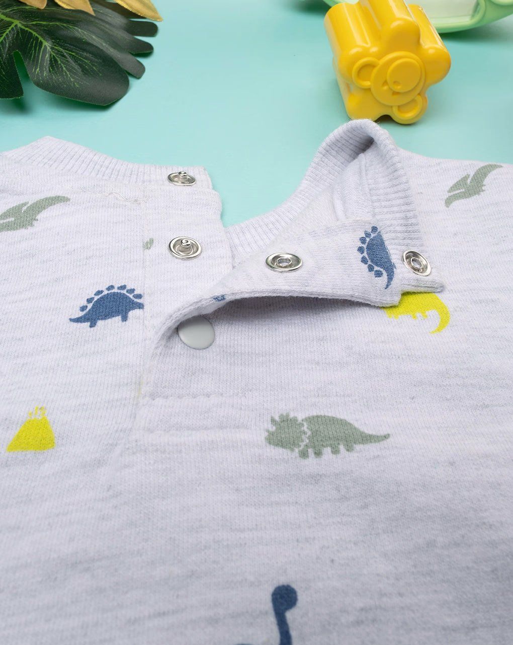 βρεφική μπλούζα φούτερ γκρι με δεινόσαυρους για αγόρι - Prénatal