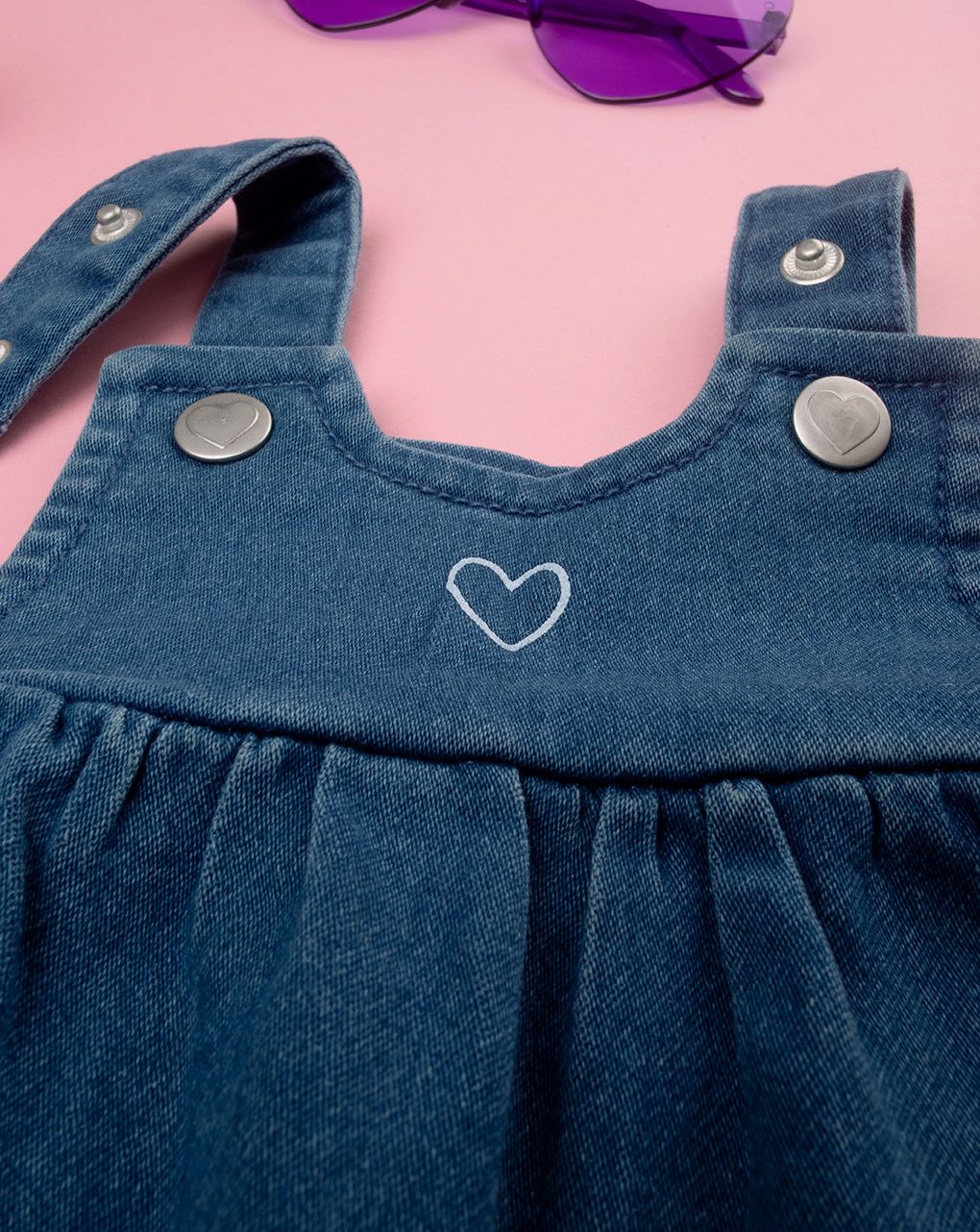 βρεφικό τζιν φόρεμα σαλοπέτα με καρδούλα για κορίτσι - Prénatal