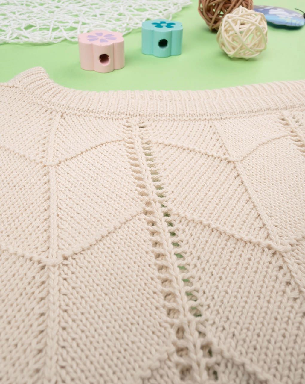 παιδικό πουλόβερ μπεζ διάτρητο για κορίτσι - Prénatal