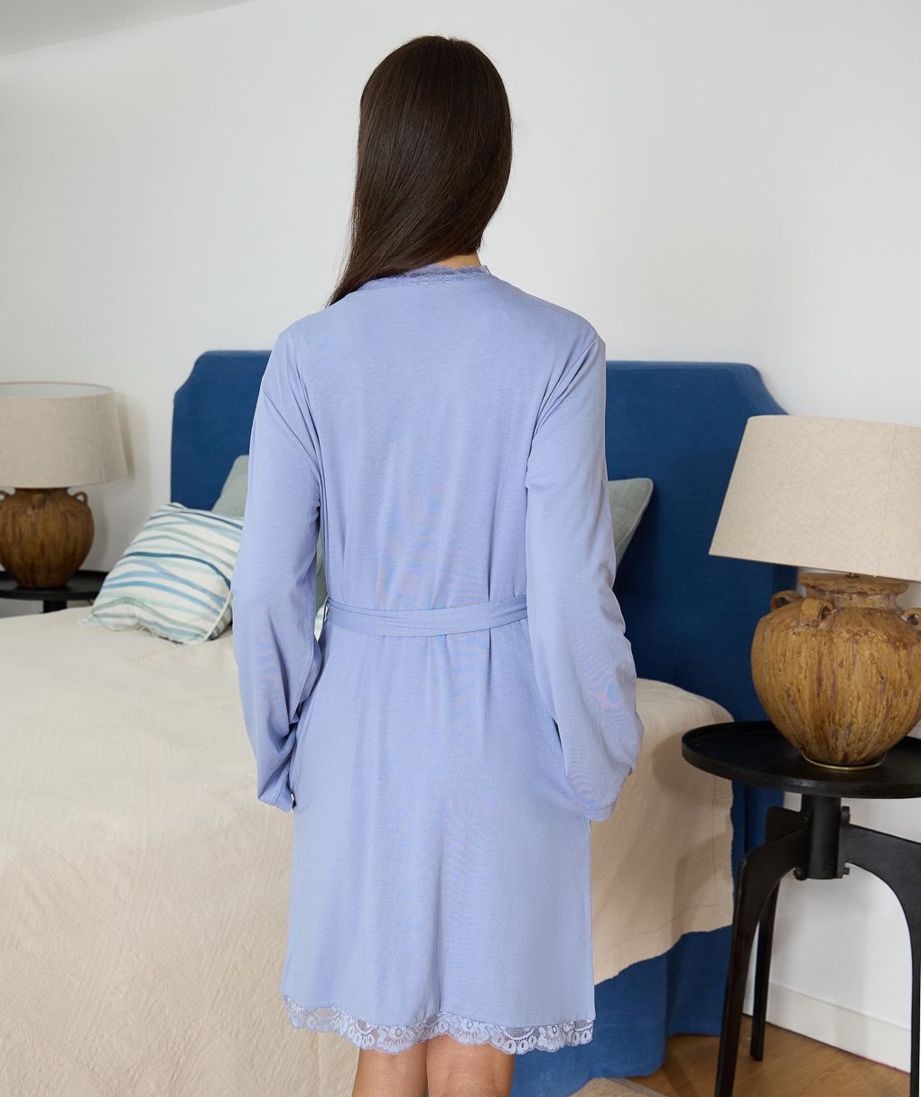 γυναικεία ρόμπα εγκυμοσύνης/θηλασμού μωβ με δαντέλα - Prénatal