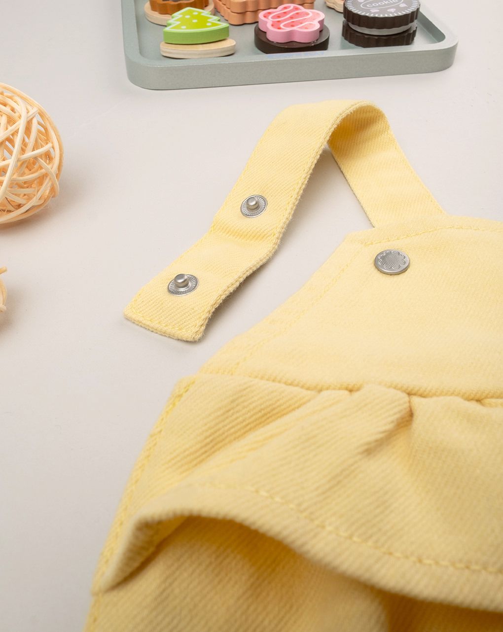 βρεφικό φόρεμα σαλοπέτα twill κίτρινο για κορίτσι - Prénatal