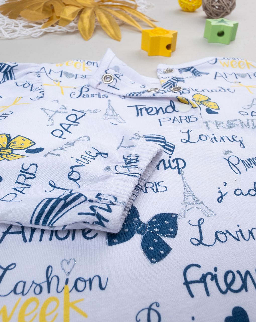 βρεφικό κορμάκι λευκό yellow touch για κορίτσι - Prénatal