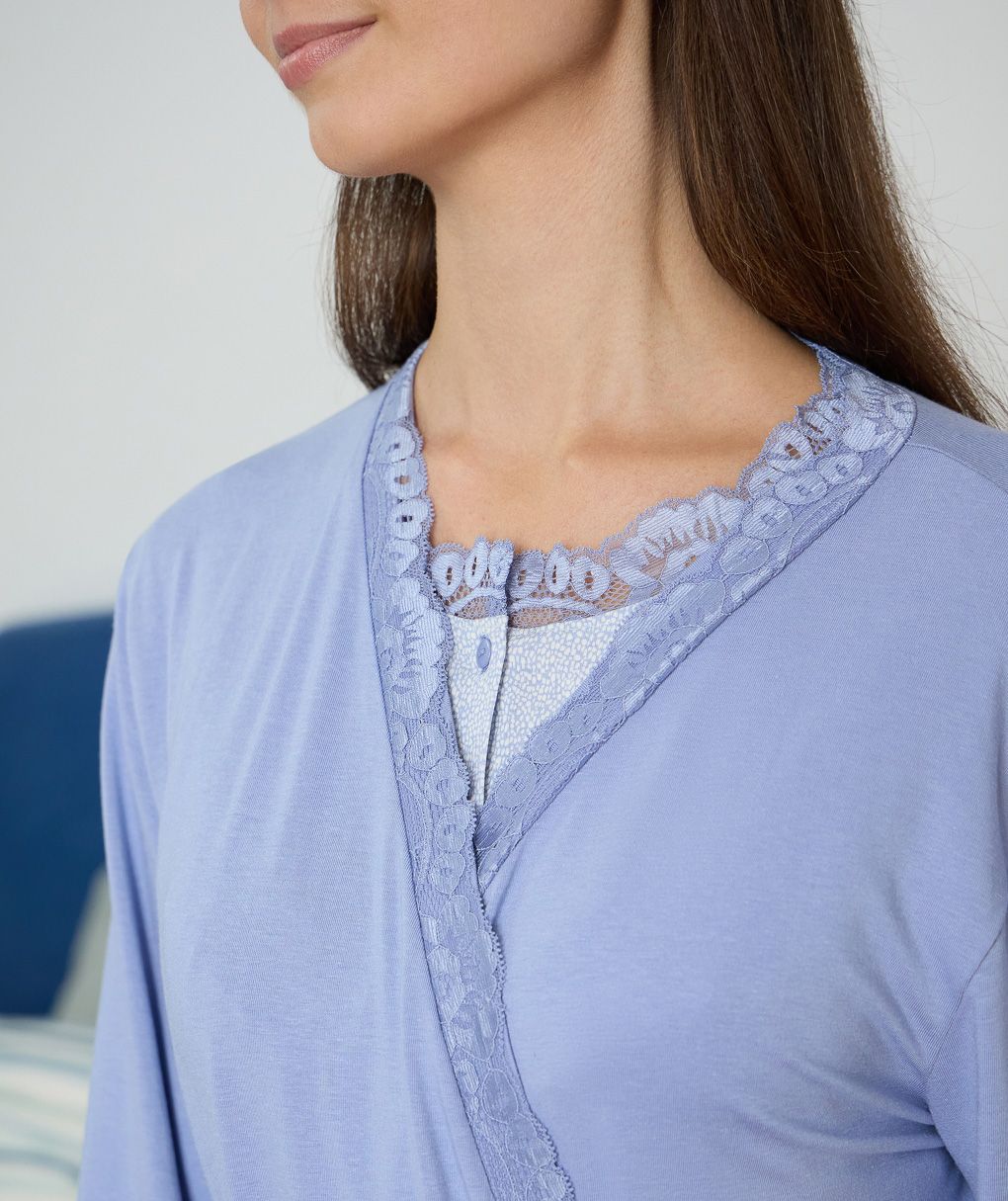 γυναικεία ρόμπα εγκυμοσύνης/θηλασμού μωβ με δαντέλα - Prénatal