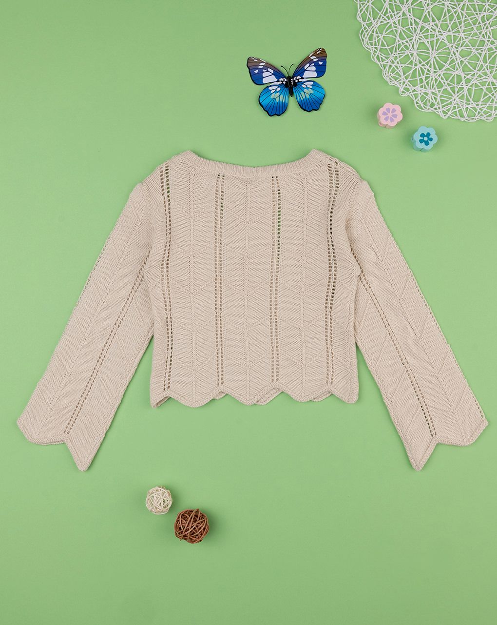 παιδικό πουλόβερ μπεζ διάτρητο για κορίτσι - Prénatal