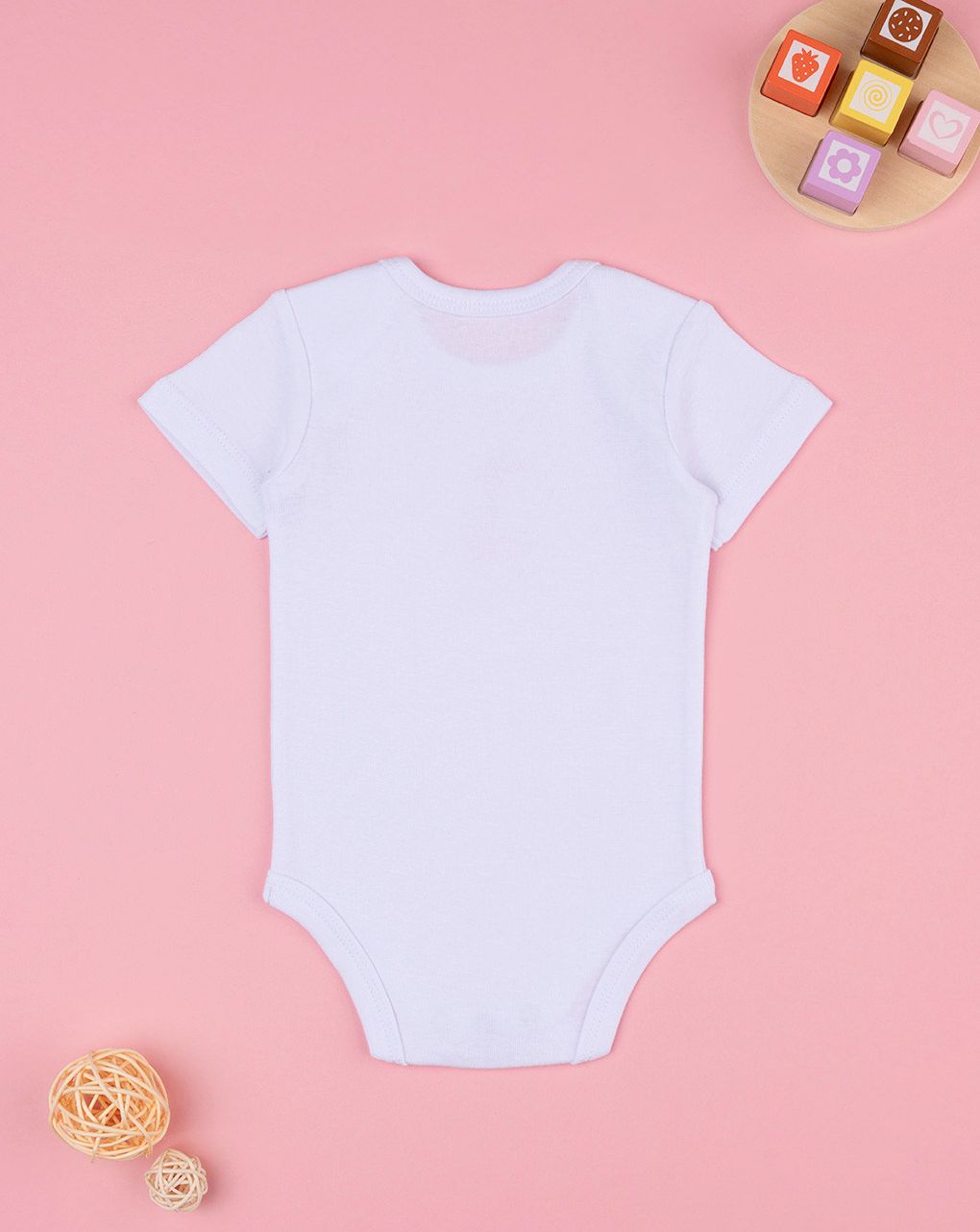 βρεφικό κοντομάνικο κορμάκι λευκό με καγκουρό για κορίτσι - Prénatal