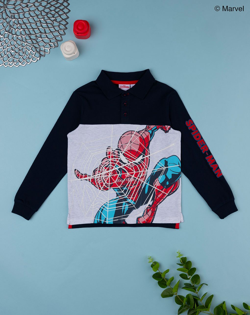 παιδική μπλούζα πόλο μπλε spiderman για αγόρι