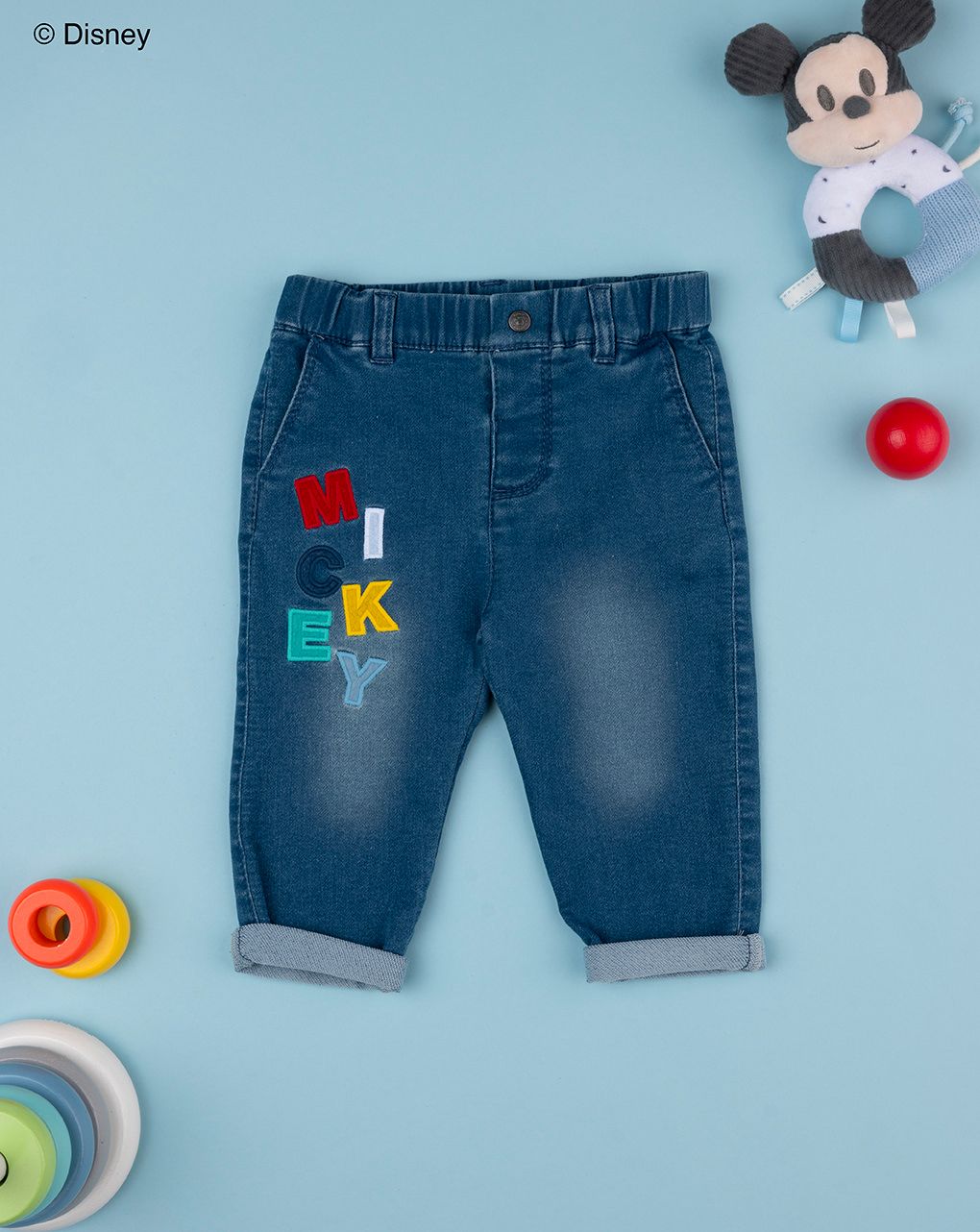 βρεφικό τζιν παντελόνι μπλε με το mickey για αγόρι - Prénatal