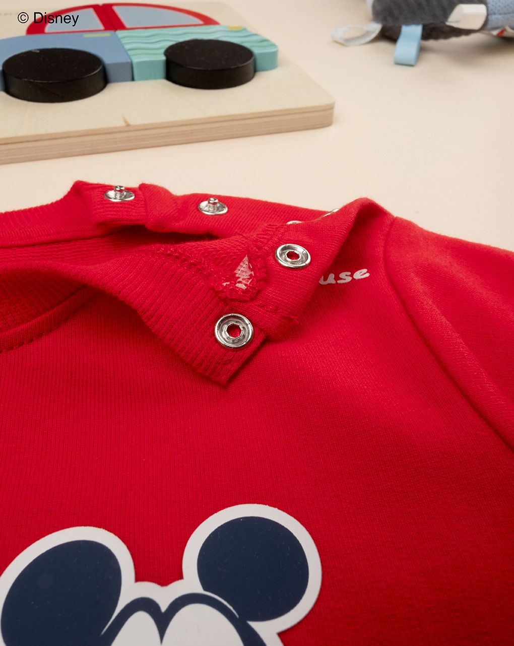 βρεφική μπλούζα φούτερ κόκκινη με το mickey για αγόρι - Prénatal