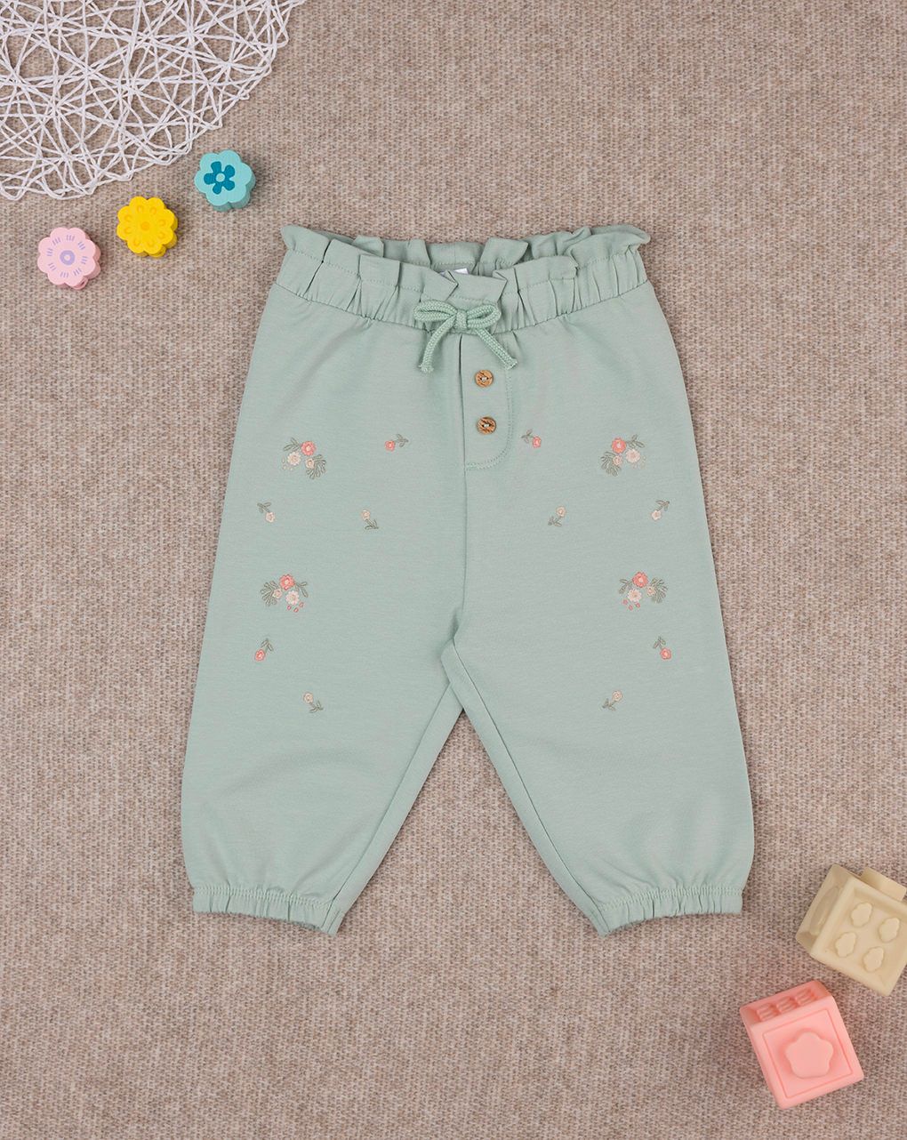 βρεφικό παντελόνι φόρμας πράσινο garden για κορίτσι - Prénatal