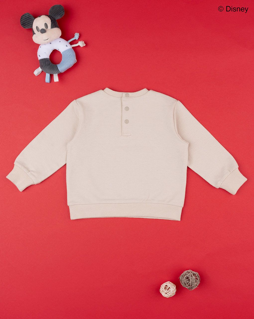 βρεφική μπλούζα φούτερ μπεζ με το mickey για αγόρι - Prénatal
