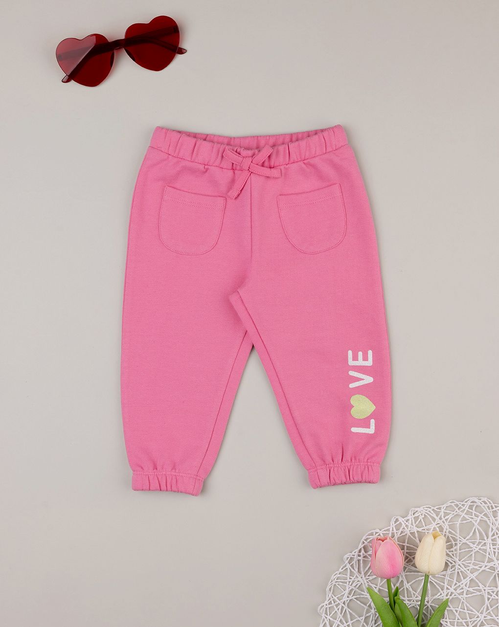 βρεφικό παντελόνι φόρμας φούξια love για κορίτσι - Prénatal