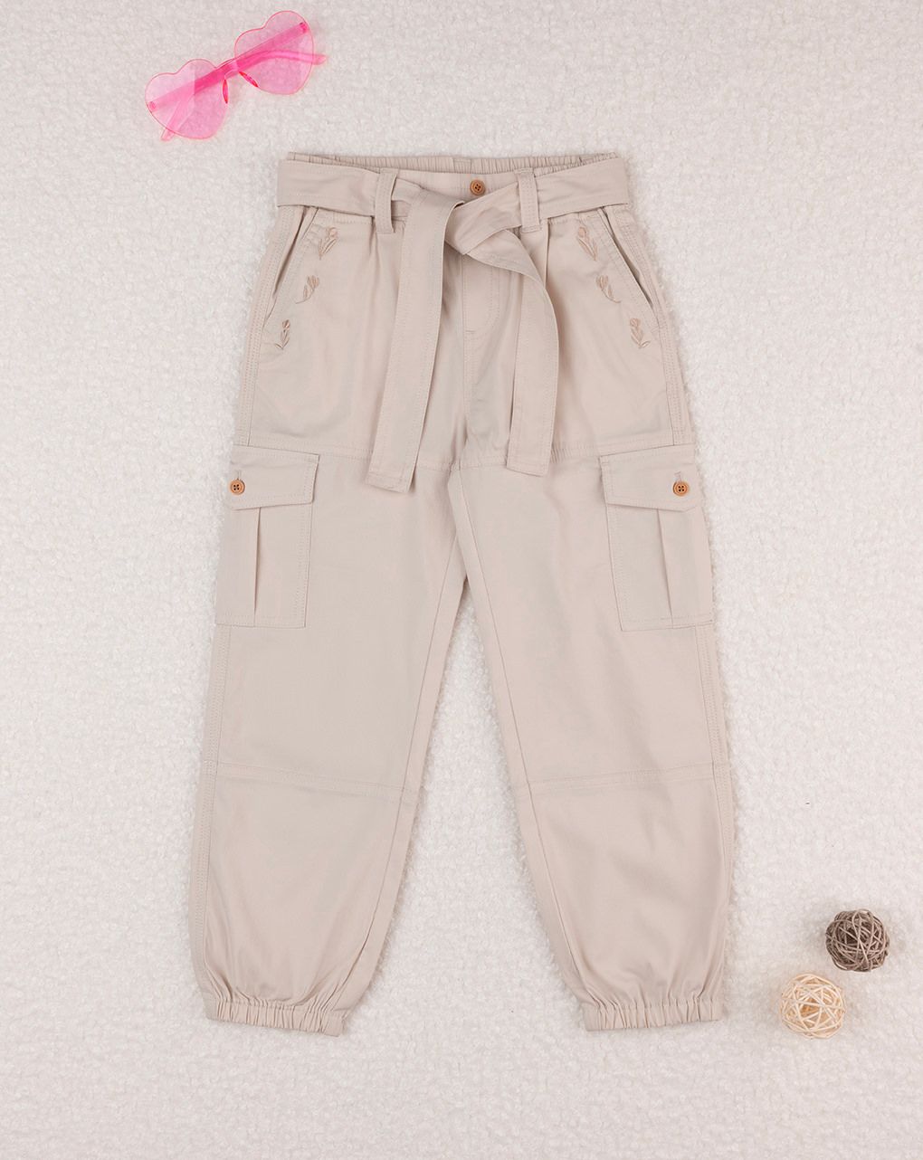 παιδικό παντελόνι cargo μπεζ garden girl για κορίτσι - Prénatal