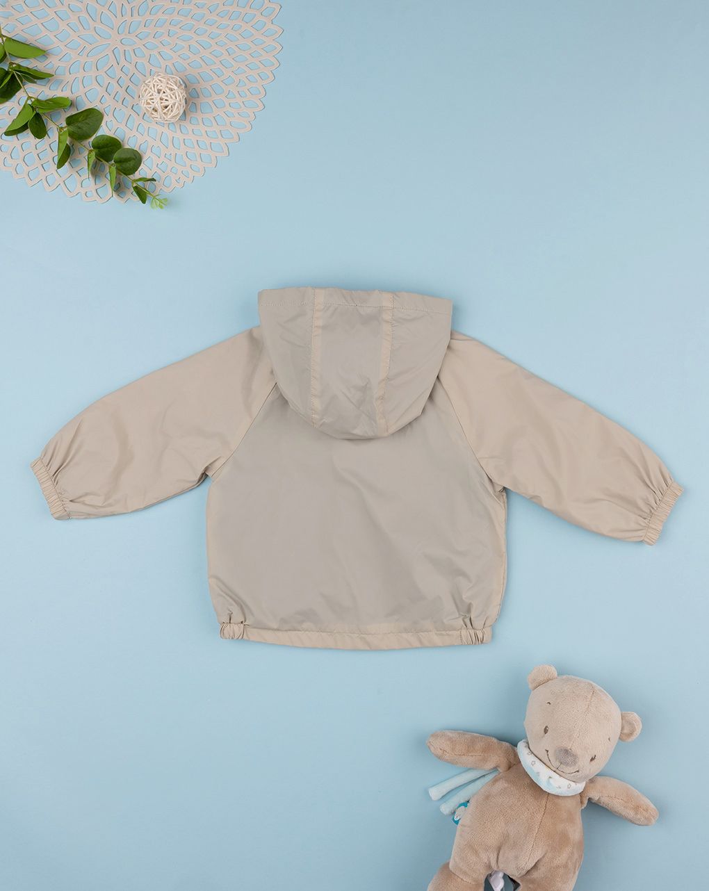 βρεφικό αντιανεμικό μπουφάν μπεζ με δεινόσαυρο για αγόρι - Prénatal