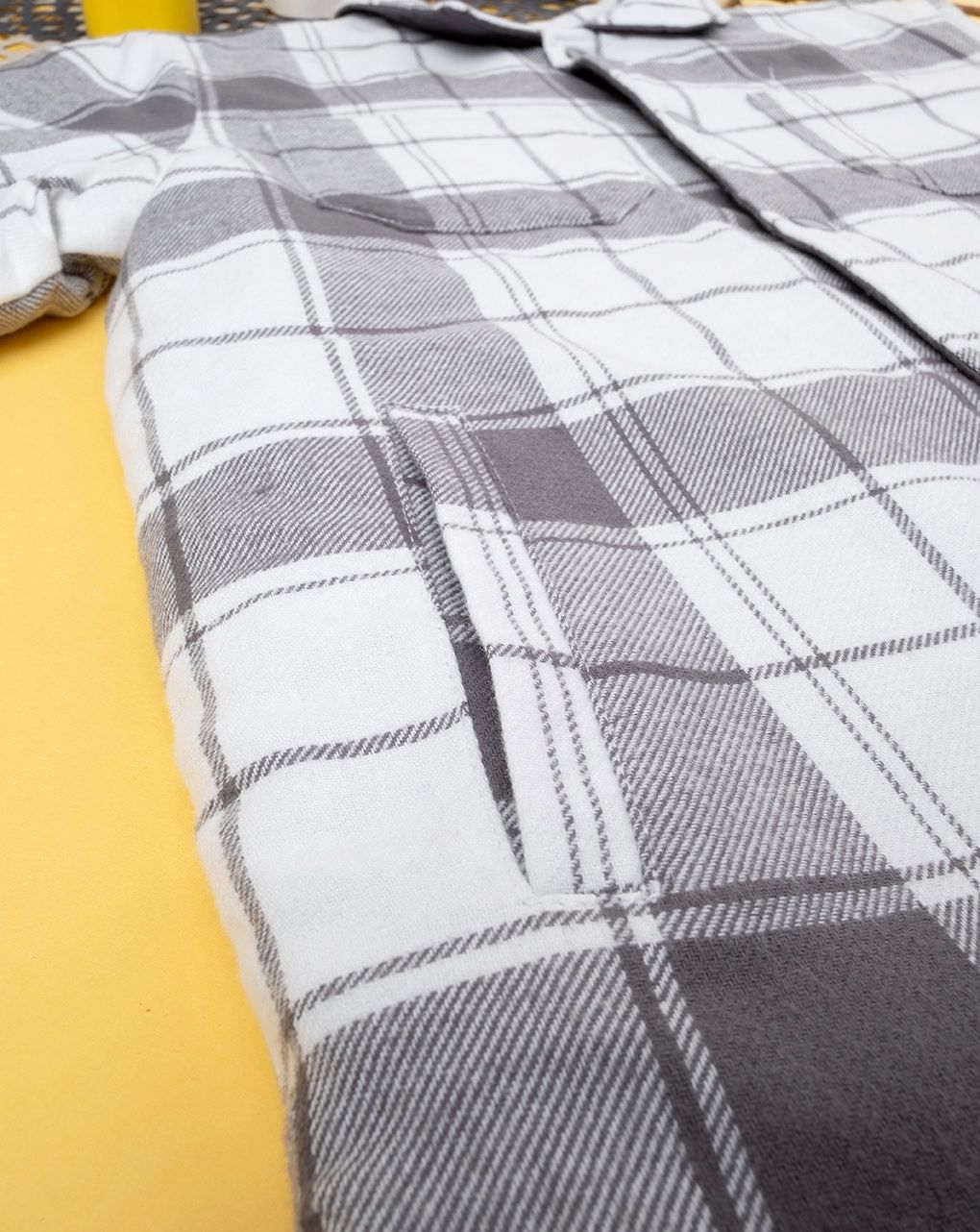 παιδικό overshirt καρό γκρι/λευκό για αγόρι - Prénatal