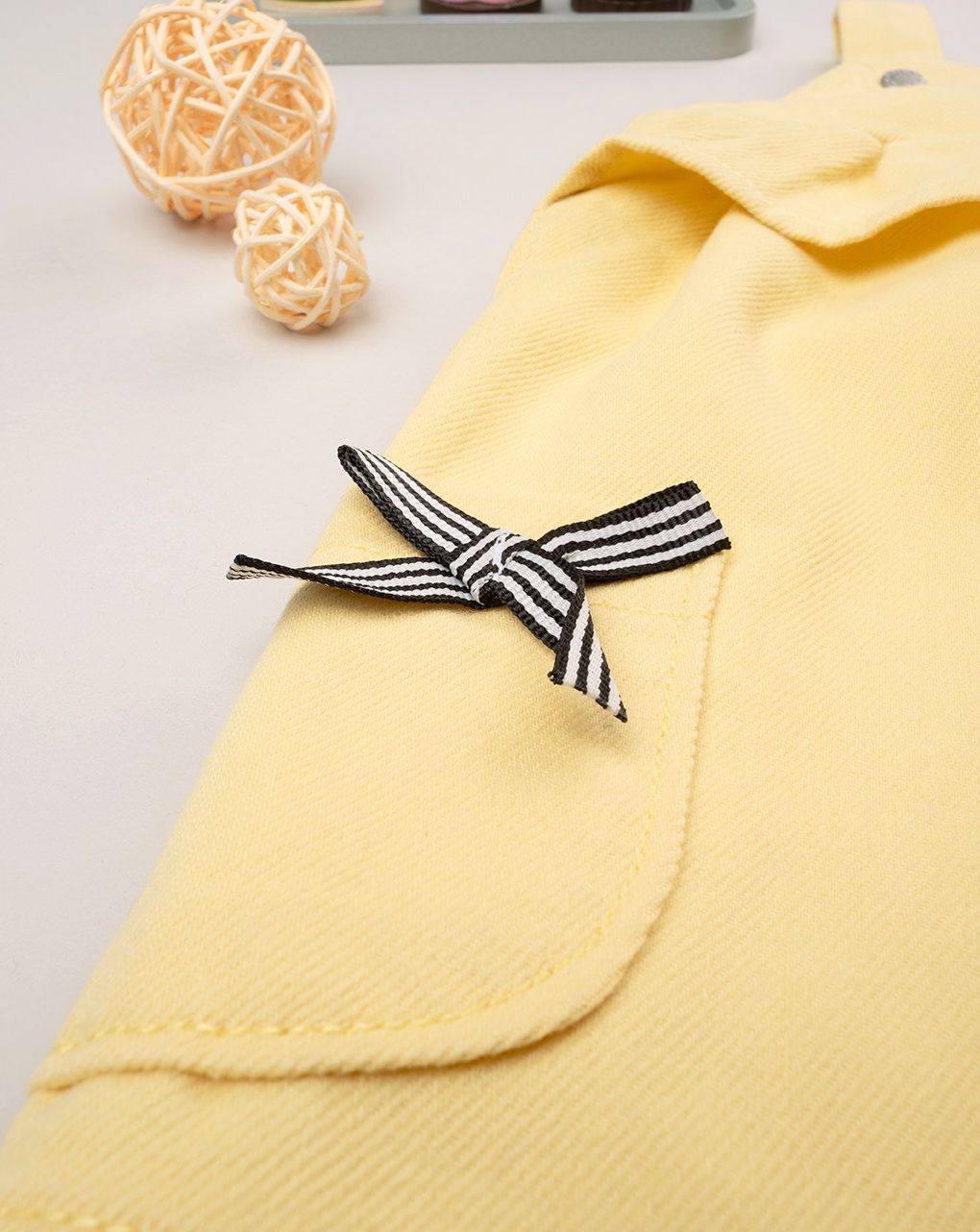 βρεφικό φόρεμα σαλοπέτα twill κίτρινο για κορίτσι - Prénatal