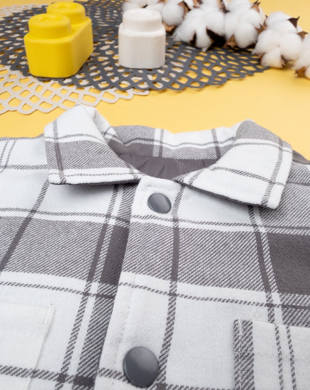 παιδικό overshirt καρό γκρι/λευκό για αγόρι - Prénatal