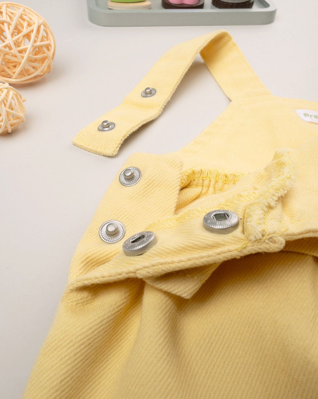 βρεφικό φόρεμα σαλοπέτα twill κίτρινο για κορίτσι - Prénatal