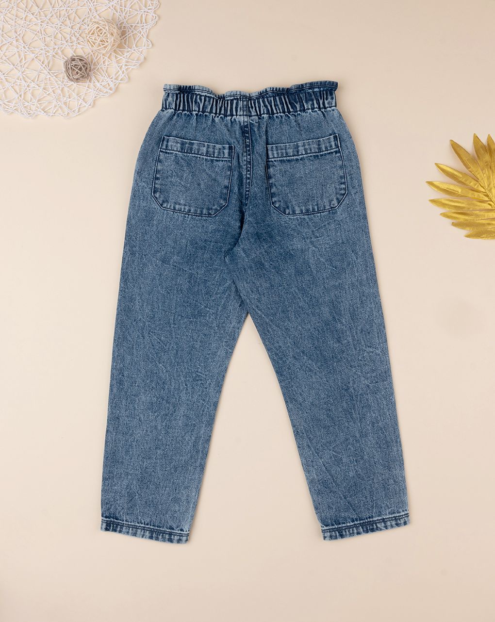 παιδικό τζιν παντελόνι baggy μπλε για κορίτσι - Prénatal