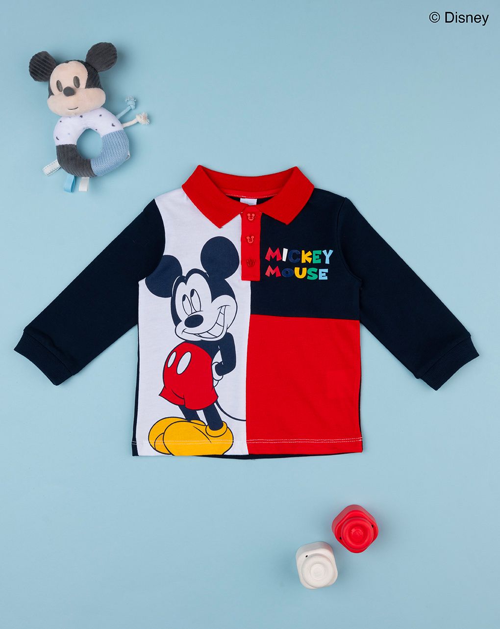 βρεφική μπλούζα πόλο μπλε με το mickey για αγόρι - Prénatal