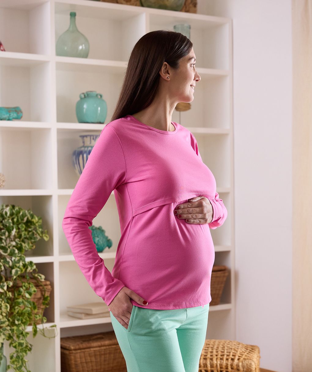 γυναικεία μπλούζα εγκυμοσύνης/θηλασμού φούξια - Prénatal