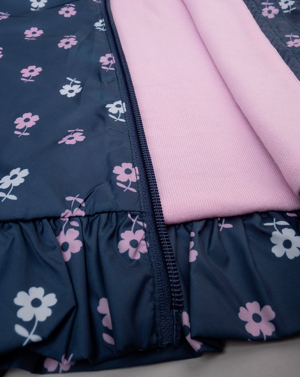 βρεφικό μπουφάν αντιανεμικό μπλε φλοράλ για κορίτσι - Prénatal