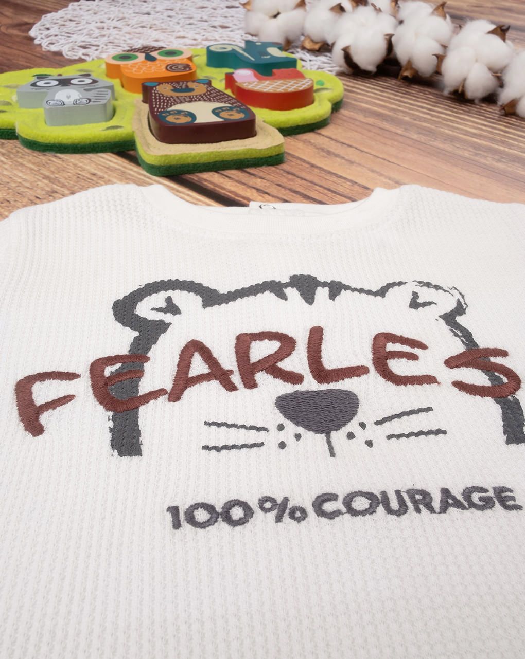 βρεφική μπλούζα λευκή fearless για αγόρι - Prénatal