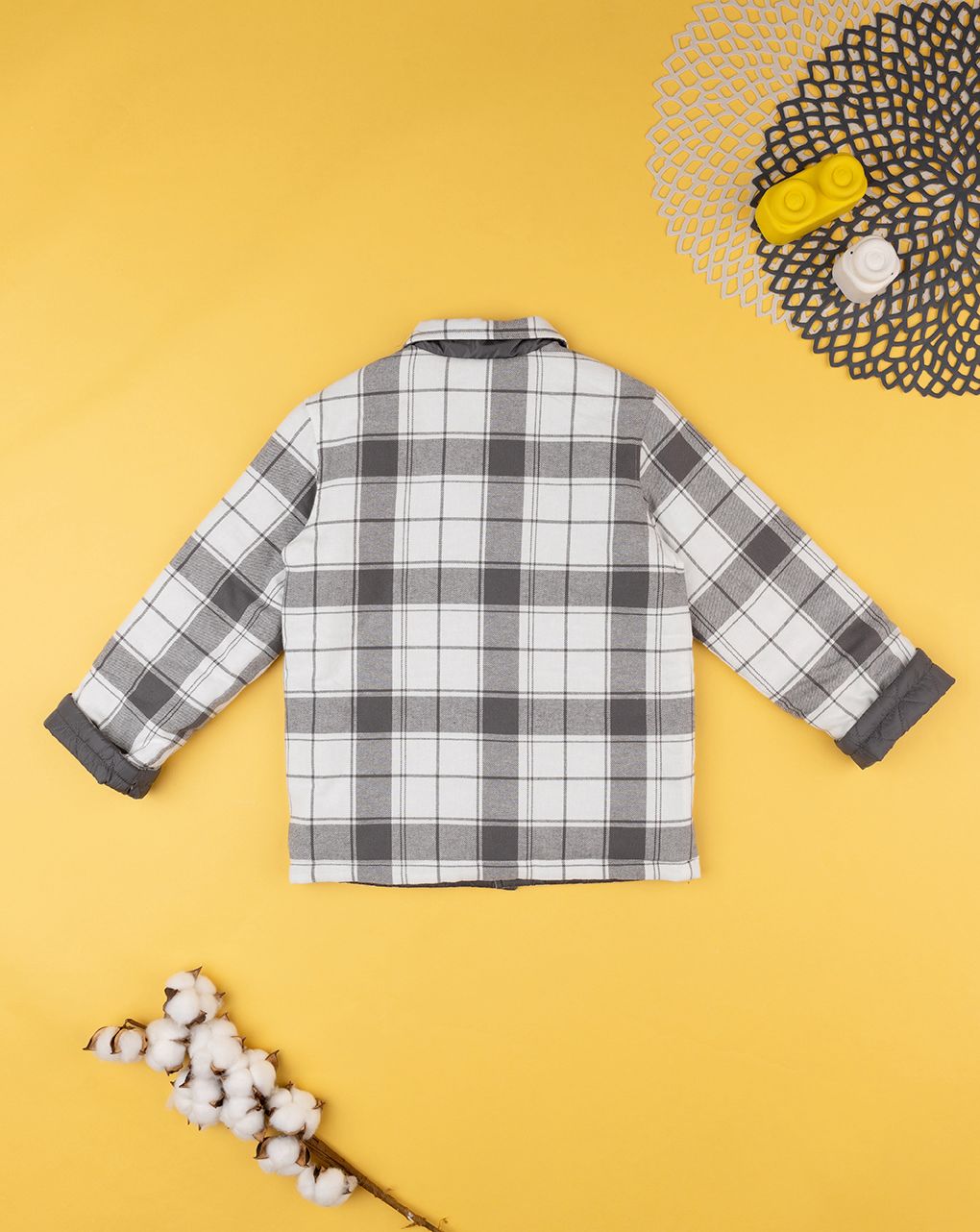 παιδικό overshirt καρό γκρι/λευκό για αγόρι - Prénatal