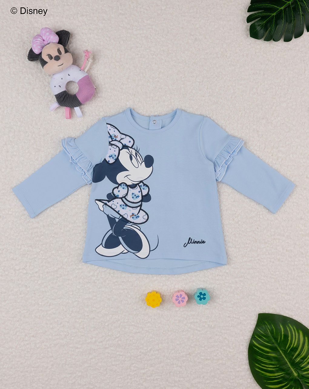 βρεφική μπλούζα γαλάζια με τη minnie για κορίτσι