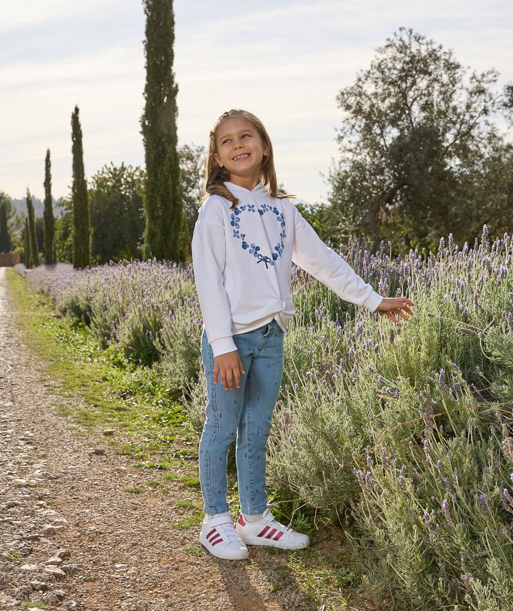 παιδική μπλούζα φούτερ λευκή indigo για κορίτσι - Prénatal