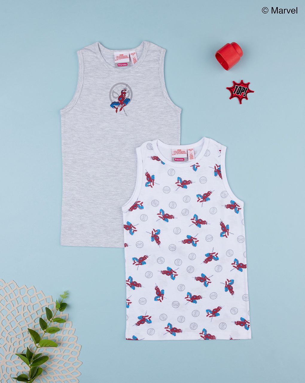 παιδικά αμάνικα φανελάκια πακέτο x2 με τον spiderman για αγόρι - Prénatal