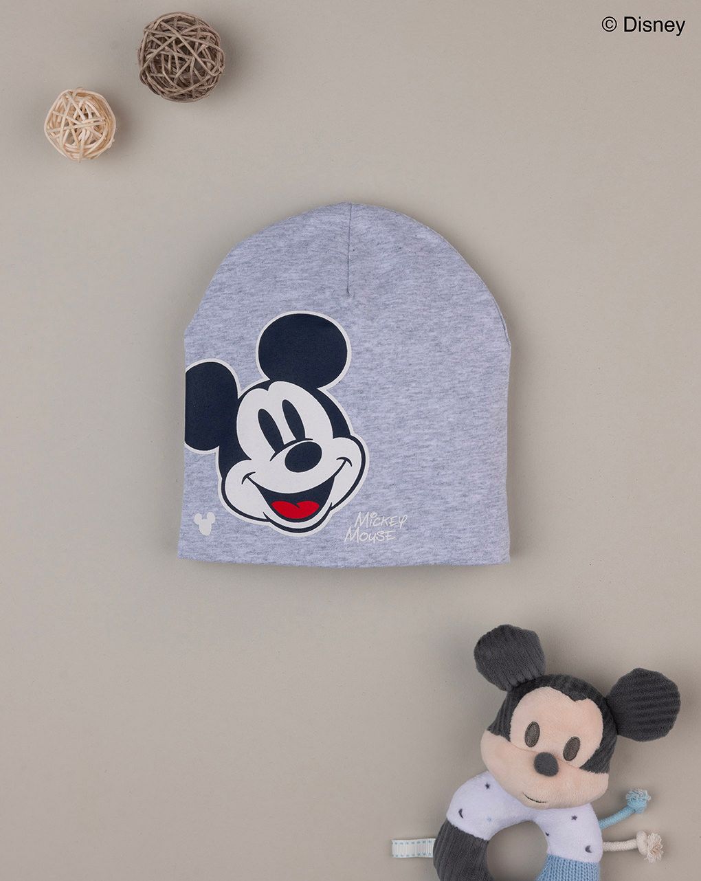 βρεφικό σκουφάκι γκρι με το mickey για αγόρι - Prénatal