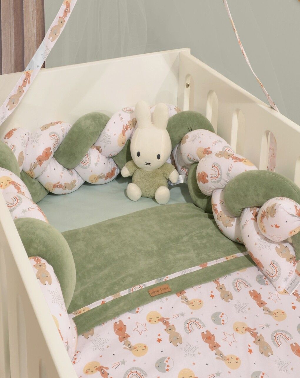 Baby oliver πάντα πλεξούδα εμπριμέ/βελουτέ λαδί 46-6713/413 - Baby Oliver