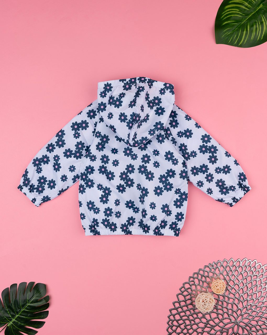 βρεφικό αντιανεμικό μπουφάν λευκό φλοράλ για κορίτσι - Prénatal