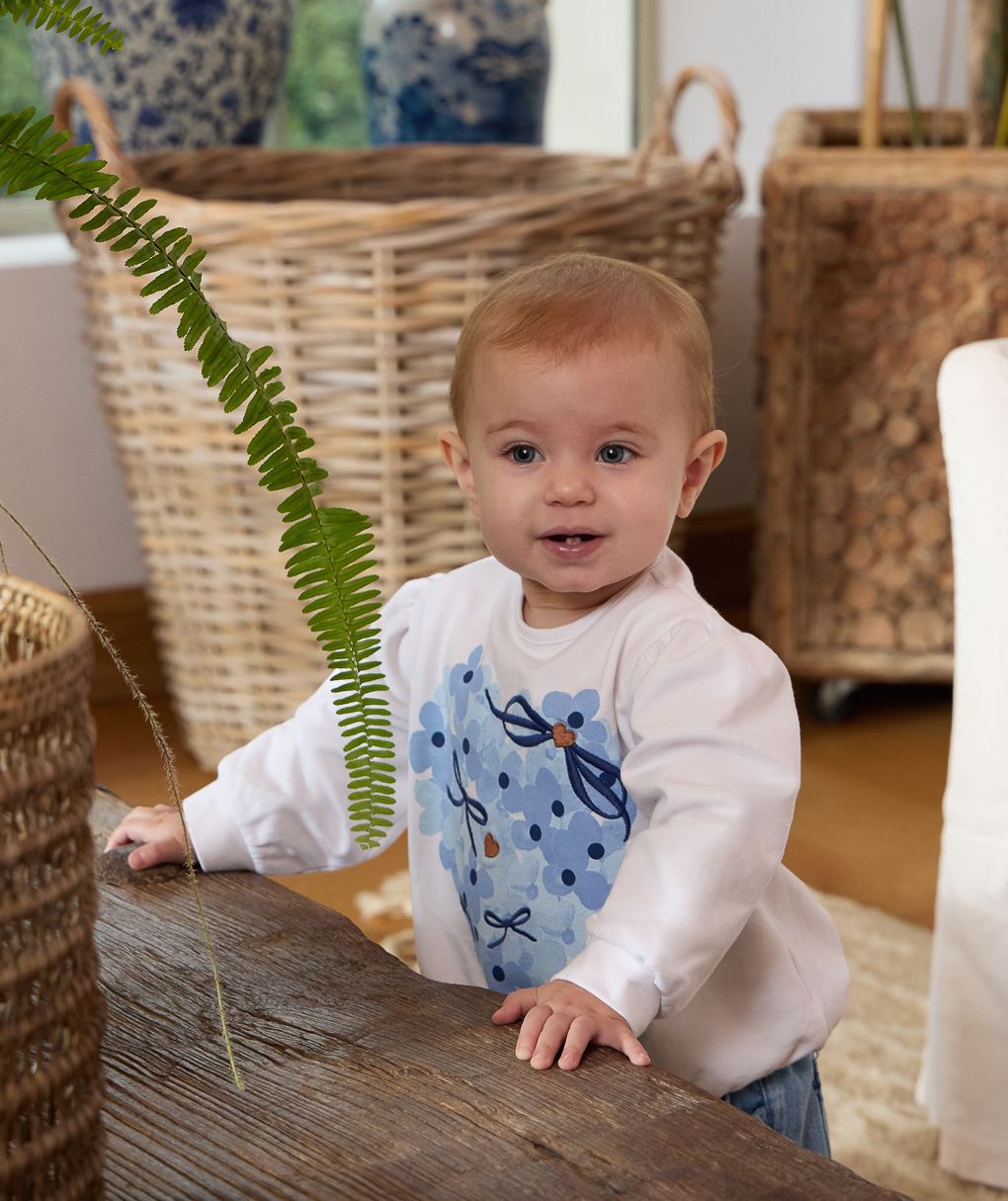 βρεφική μπλούζα φούτερ λευκή indigo για κορίτσι - Prénatal