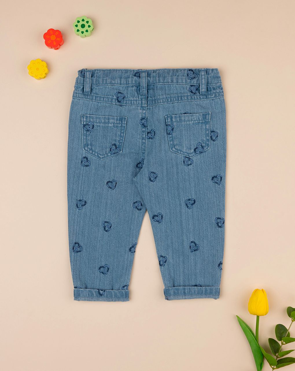 βρεφικό τζιν παντελόνι μπλε με καρδούλες για κορίτσι - Prénatal
