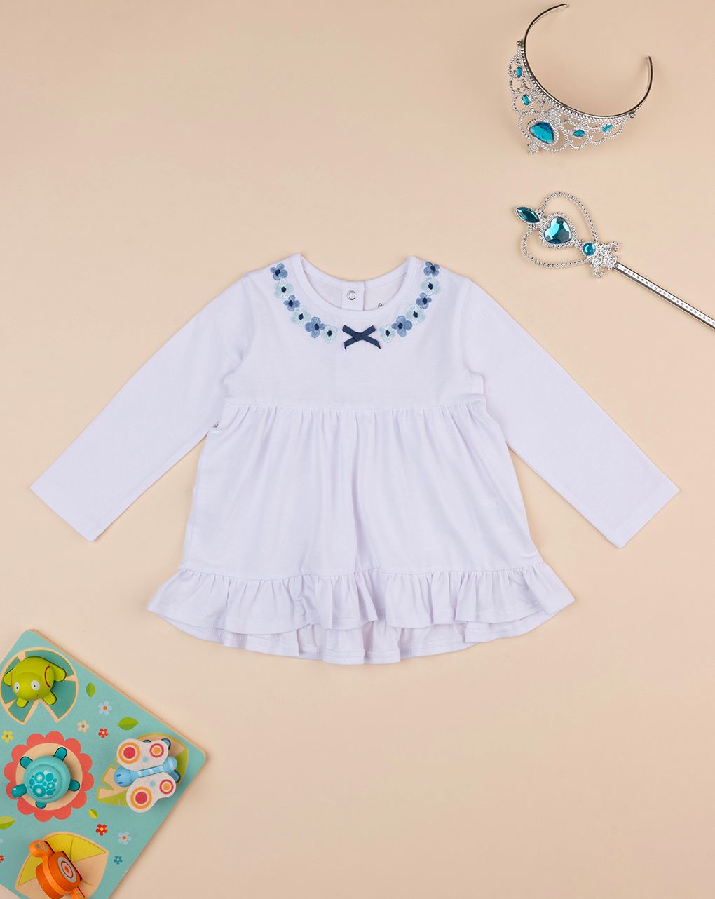 βρεφική μπλούζα λευκή indigo για κορίτσι - Prénatal