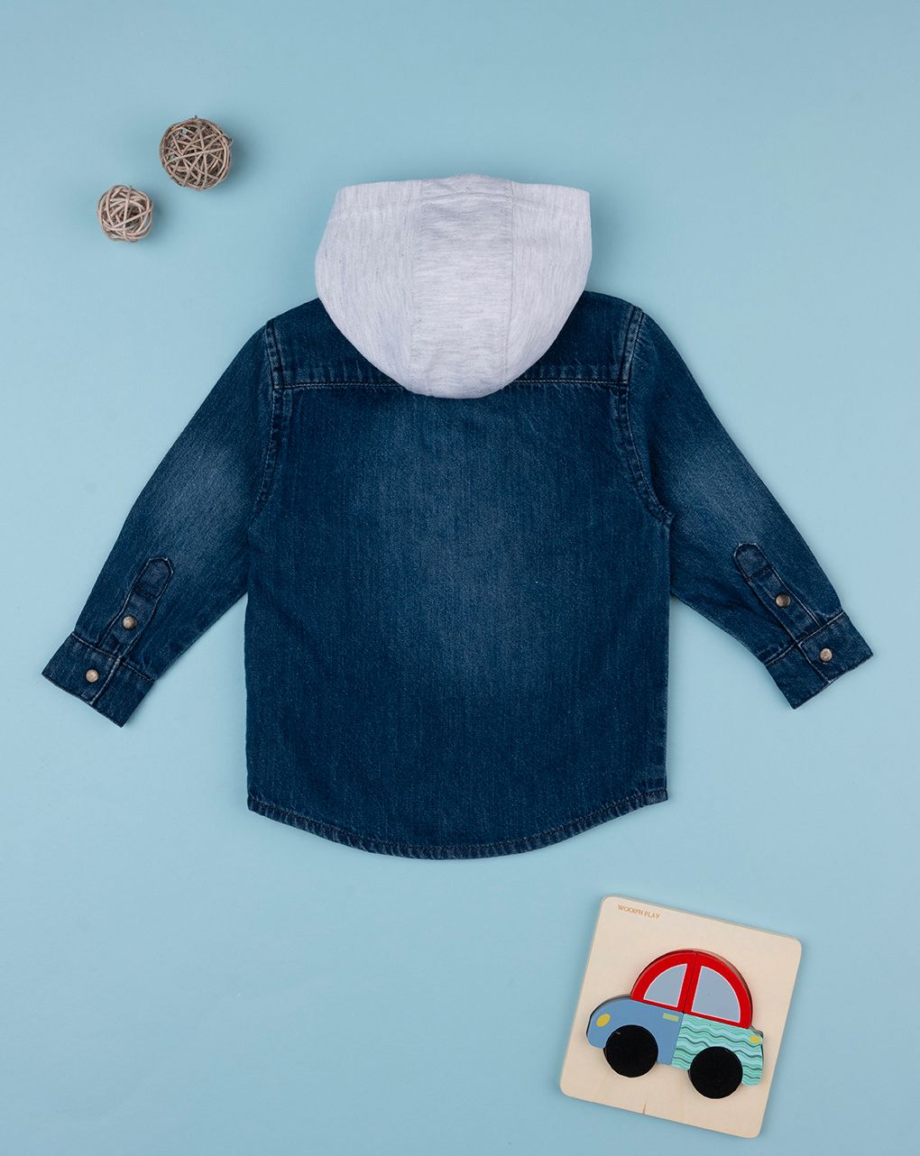 βρεφικό τζιν πουκάμισο με κουκούλα για αγόρι - Prénatal