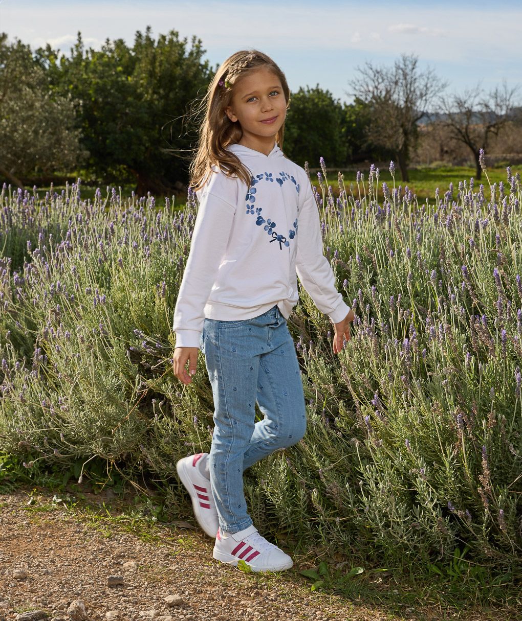 παιδική μπλούζα φούτερ λευκή indigo για κορίτσι