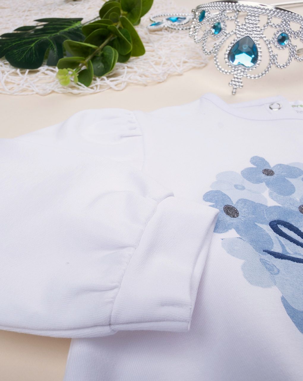 βρεφική μπλούζα φούτερ λευκή indigo για κορίτσι - Prénatal