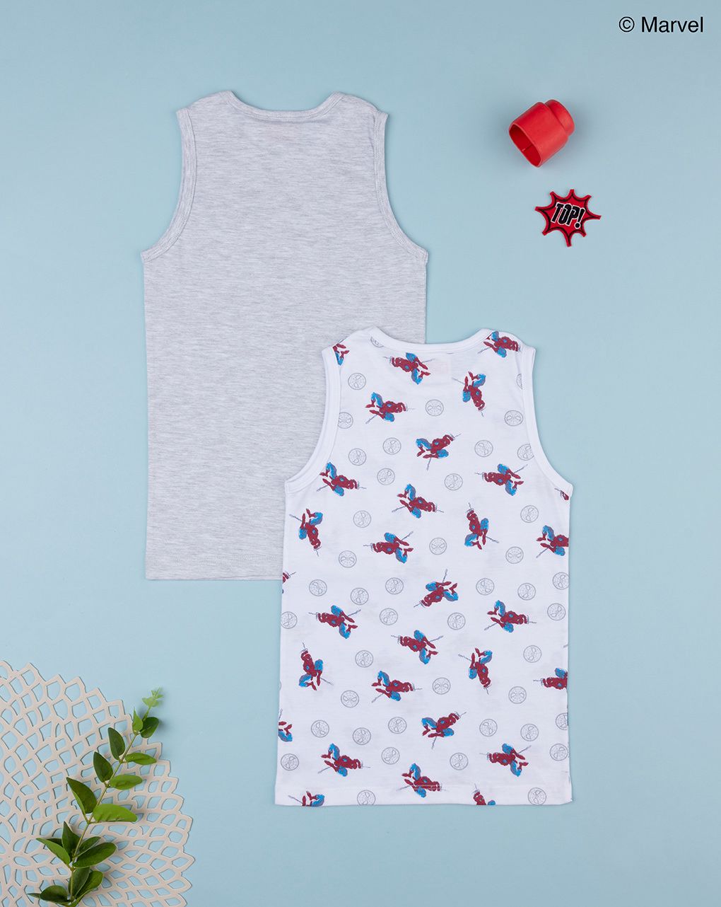 παιδικά αμάνικα φανελάκια πακέτο x2 με τον spiderman για αγόρι - Prénatal