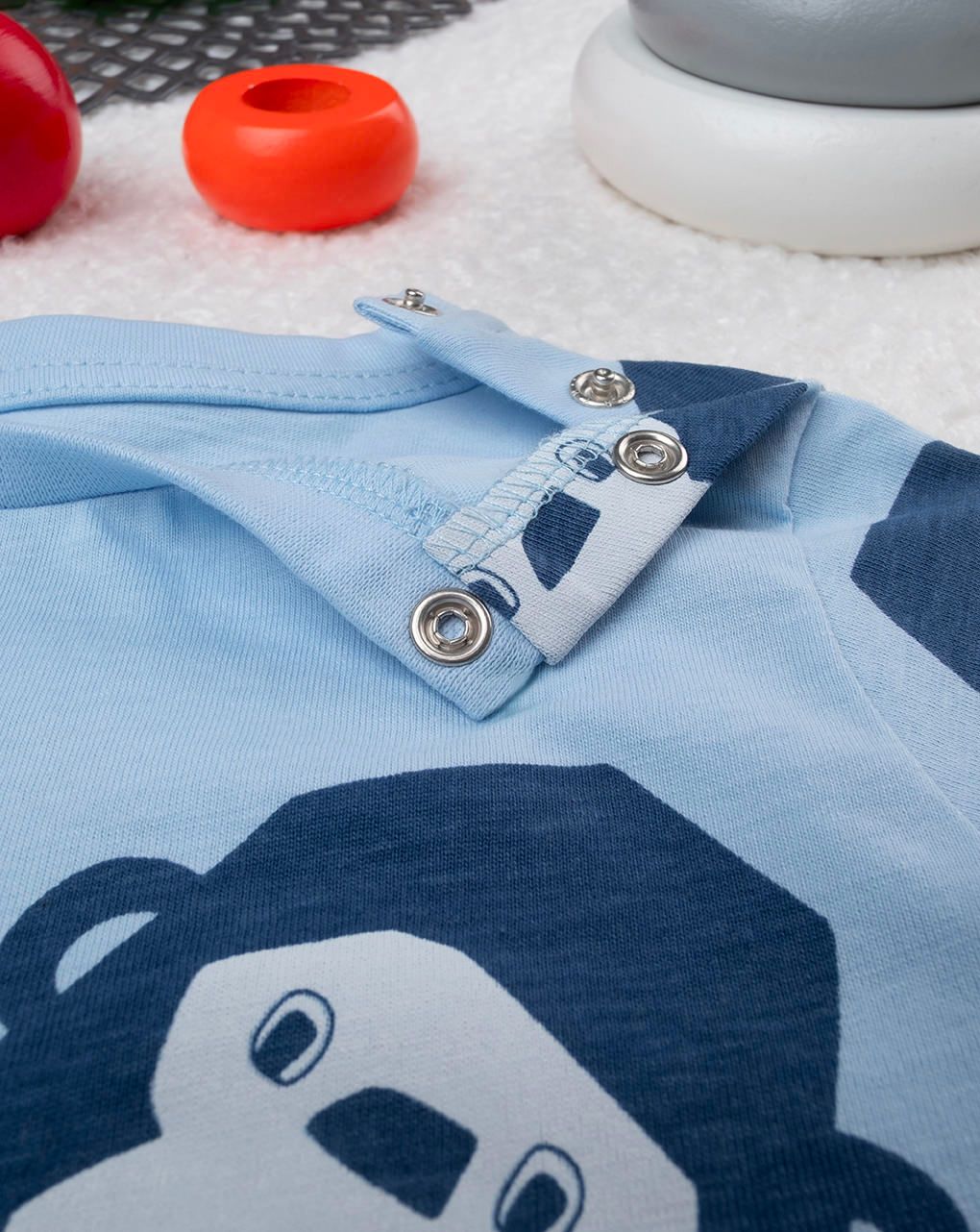 βρεφική μπλούζα γαλάζια με μαϊμουδάκια για αγόρι - Prénatal