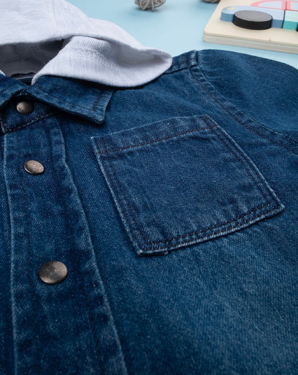 βρεφικό τζιν πουκάμισο με κουκούλα για αγόρι - Prénatal