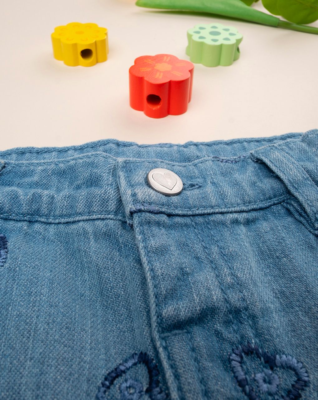 βρεφικό τζιν παντελόνι μπλε με καρδούλες για κορίτσι - Prénatal