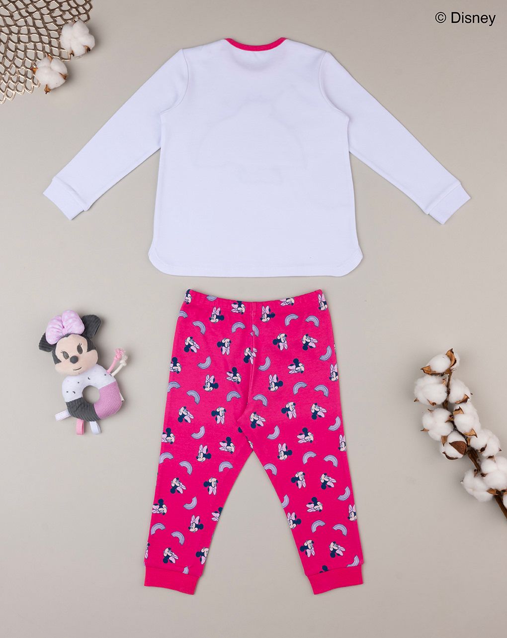 βρεφική πιτζάμα λευκή/φούξια με τη minnie για κορίτσι - Prénatal