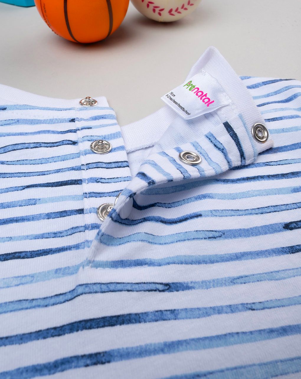 βρεφική μπλούζα λευκή ριγέ indigo για αγόρι - Prénatal